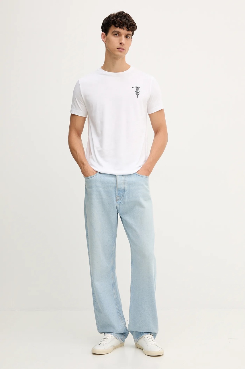 Хлопковая футболка Trussardi цвет белый с аппликацией G0278200050N