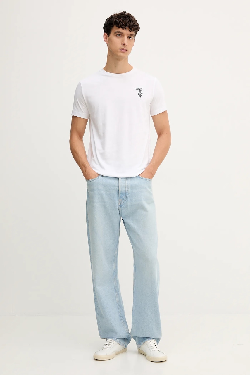 Хлопковая футболка Trussardi цвет белый с аппликацией G0278200050N Хлопковая футболка Trussardi цвет белый с аппликацией G0278200050N