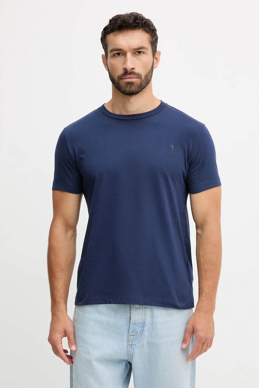 Trussardi tricou din bumbac culoarea bleumarin, uni, G0278000048N