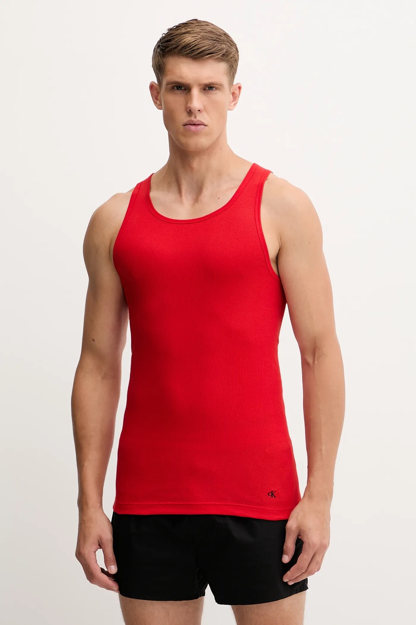 

Памучна тениска Calvin Klein Underwear (3 броя) в червено LV00NB4036, Червен