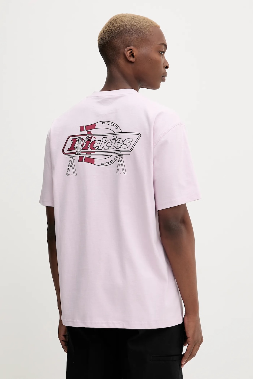 Dickies tricou din bumbac culoarea violet, cu imprimeu, DK0A87QP