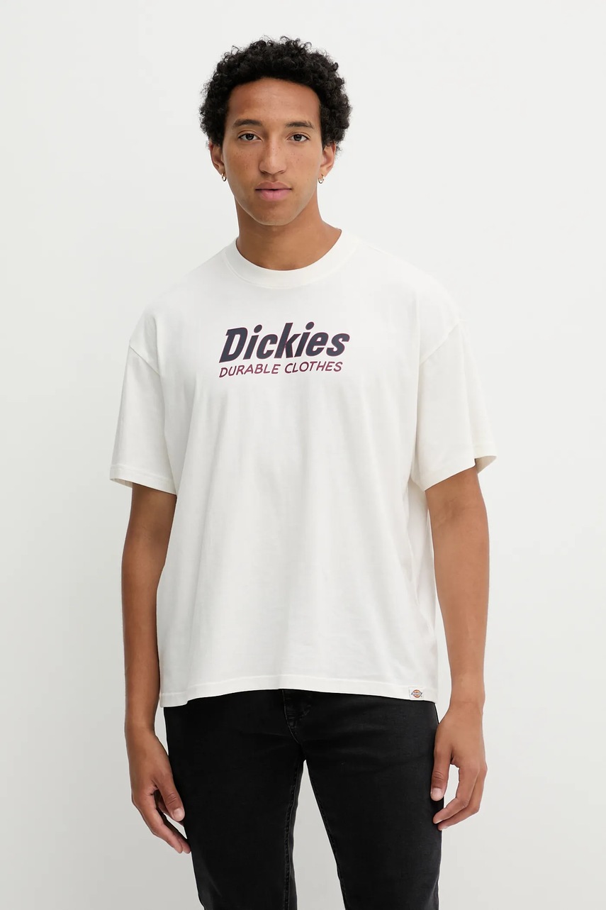 Dickies tricou din bumbac culoarea bej, cu imprimeu, DK0A87YL