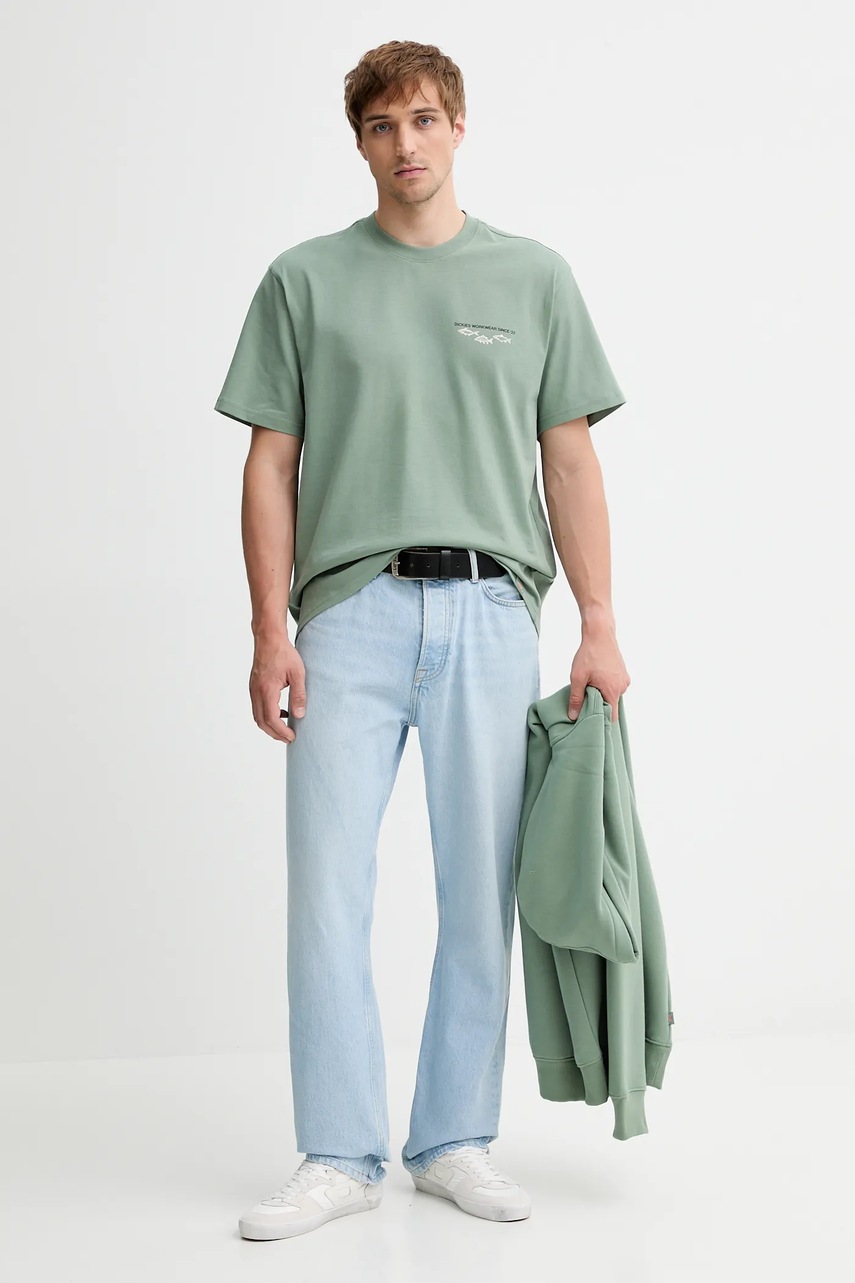Хлопковая футболка Dickies цвет зелёный с принтом DK0A87QG