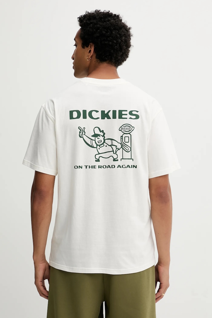 Dickies tricou din bumbac culoarea bej, cu imprimeu, DK0A87QI