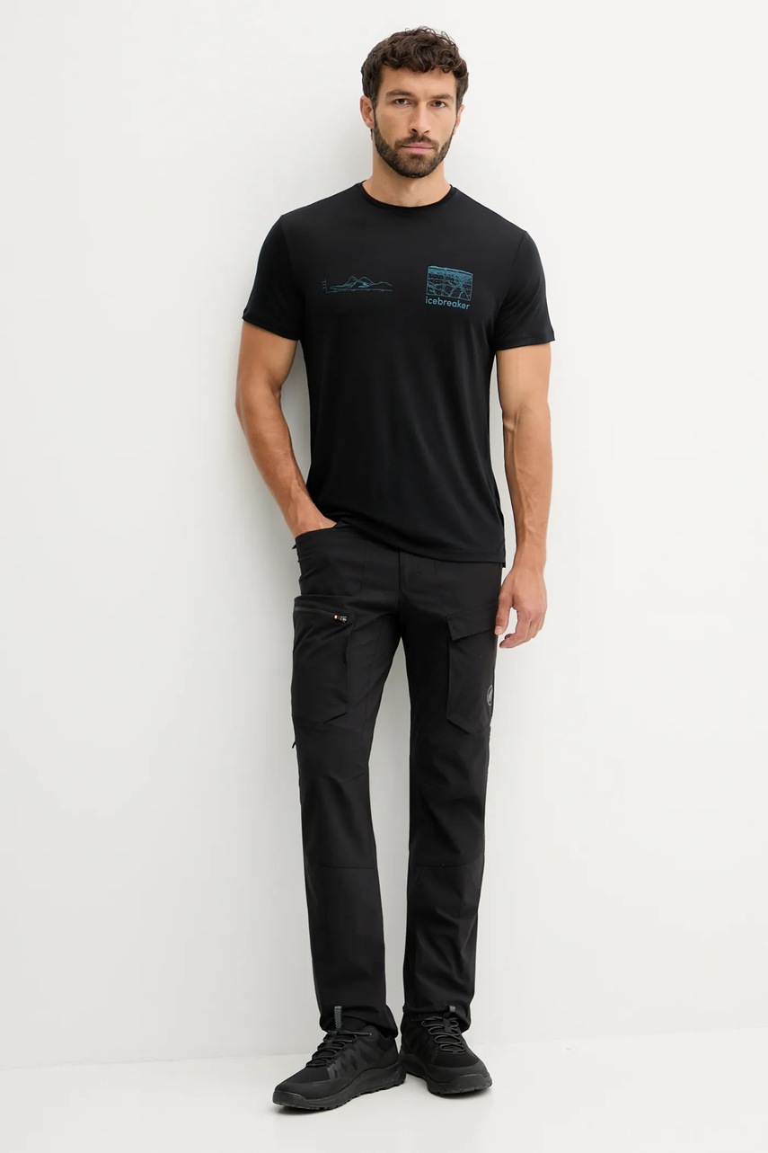 Функциональная футболка Icebreaker Merino Blend 125 цвет чёрный с принтом IB0A57CN0011
