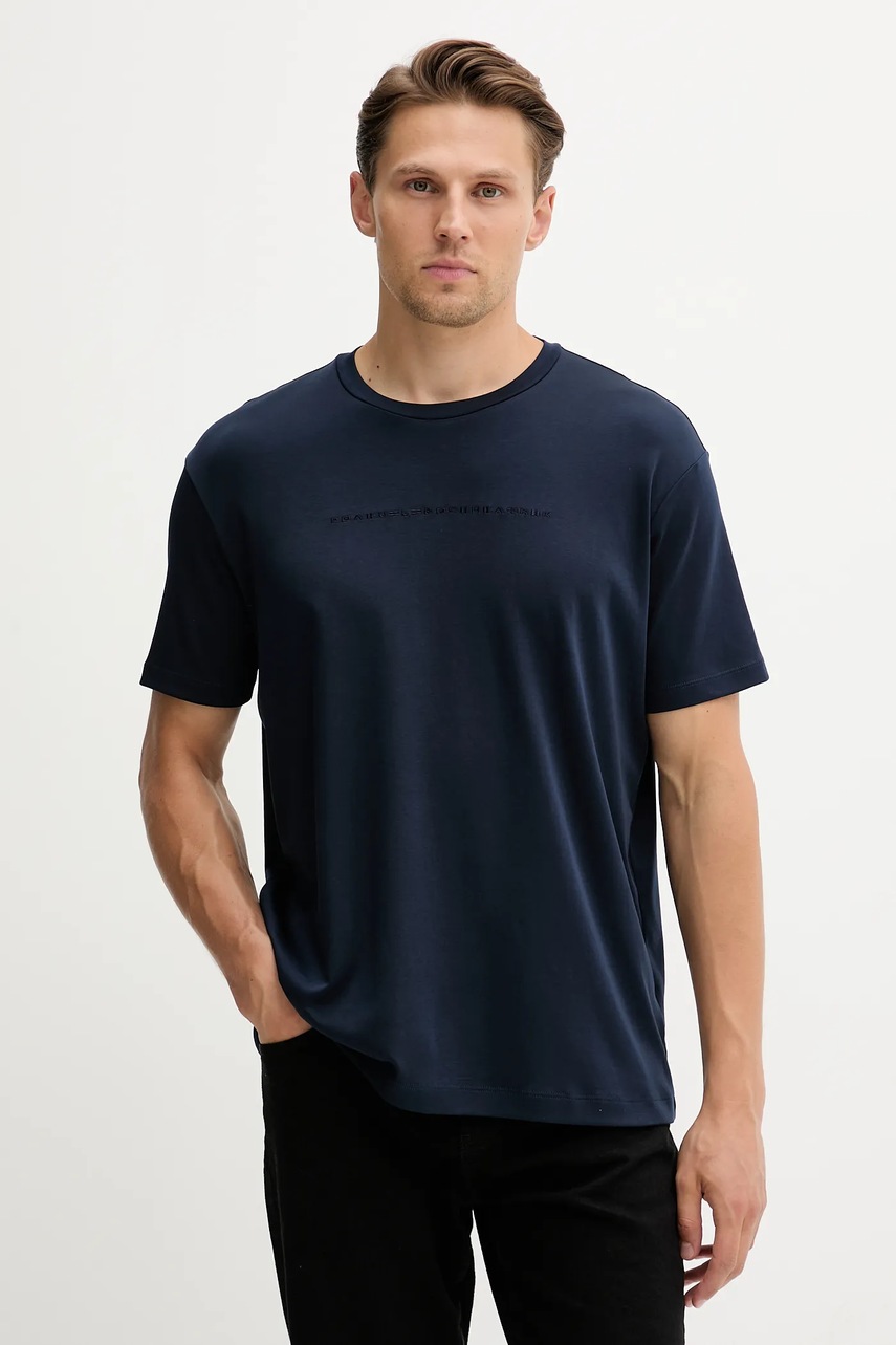 Paul&Shark tricou din bumbac Knitwear culoarea albastru marin, neted, 15311636