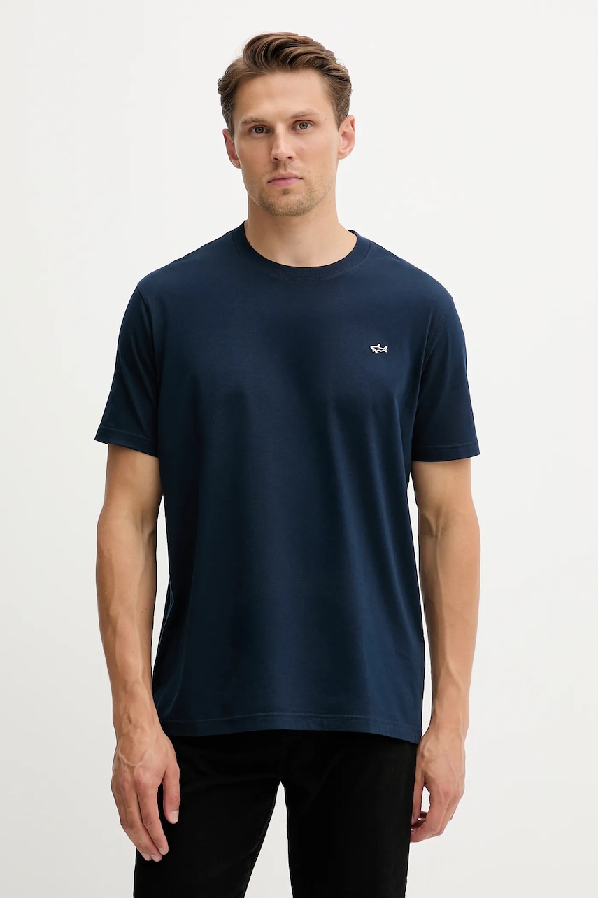 Paul&Shark tricou din bumbac Knitwear culoarea albastru marin, neted, 99311005
