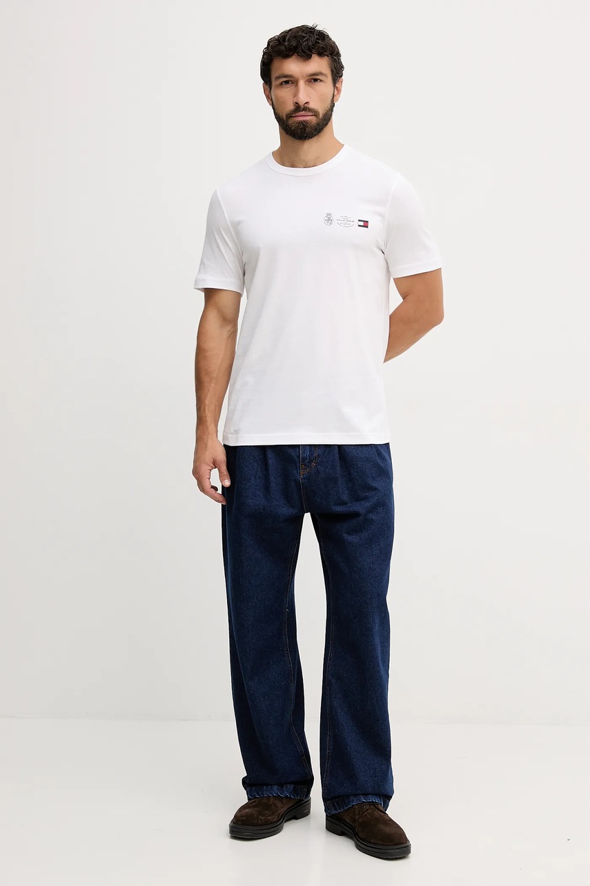 Хлопковая футболка Tommy Hilfiger цвет белый однотонная MW0MW40011 Хлопковая футболка Tommy Hilfiger цвет белый однотонная MW0MW40011