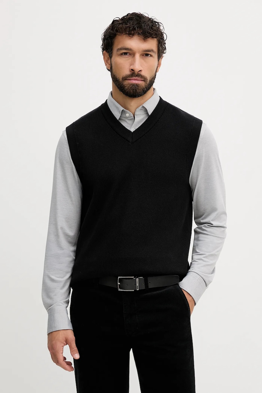 Lindbergh vestă din bumbac culoarea negru, 30-804039