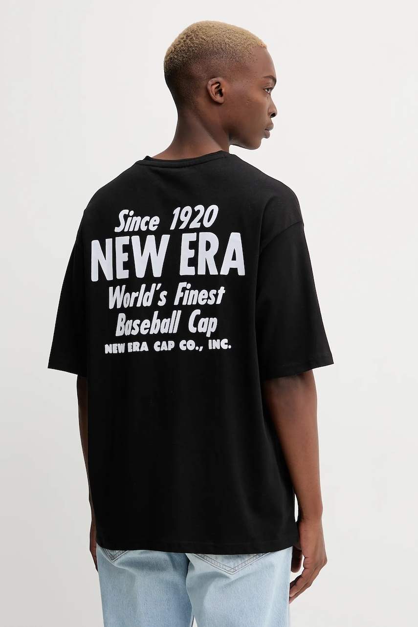 New Era tricou din bumbac culoarea negru, cu imprimeu, 60684382