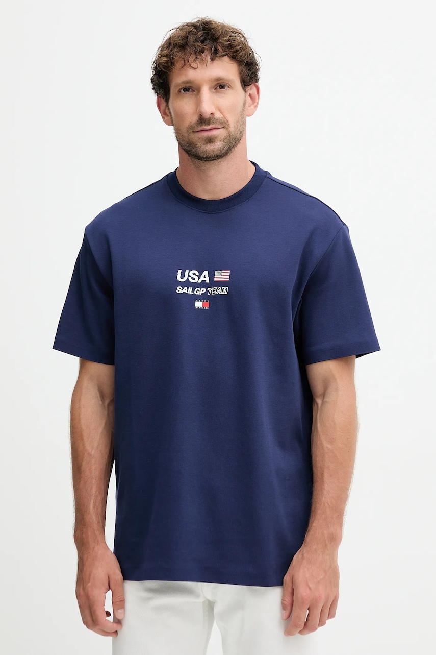 Levně Tričko Tommy Hilfiger x SAIL GP pánské, tmavomodrá barva, s potiskem, MW0MW41417
