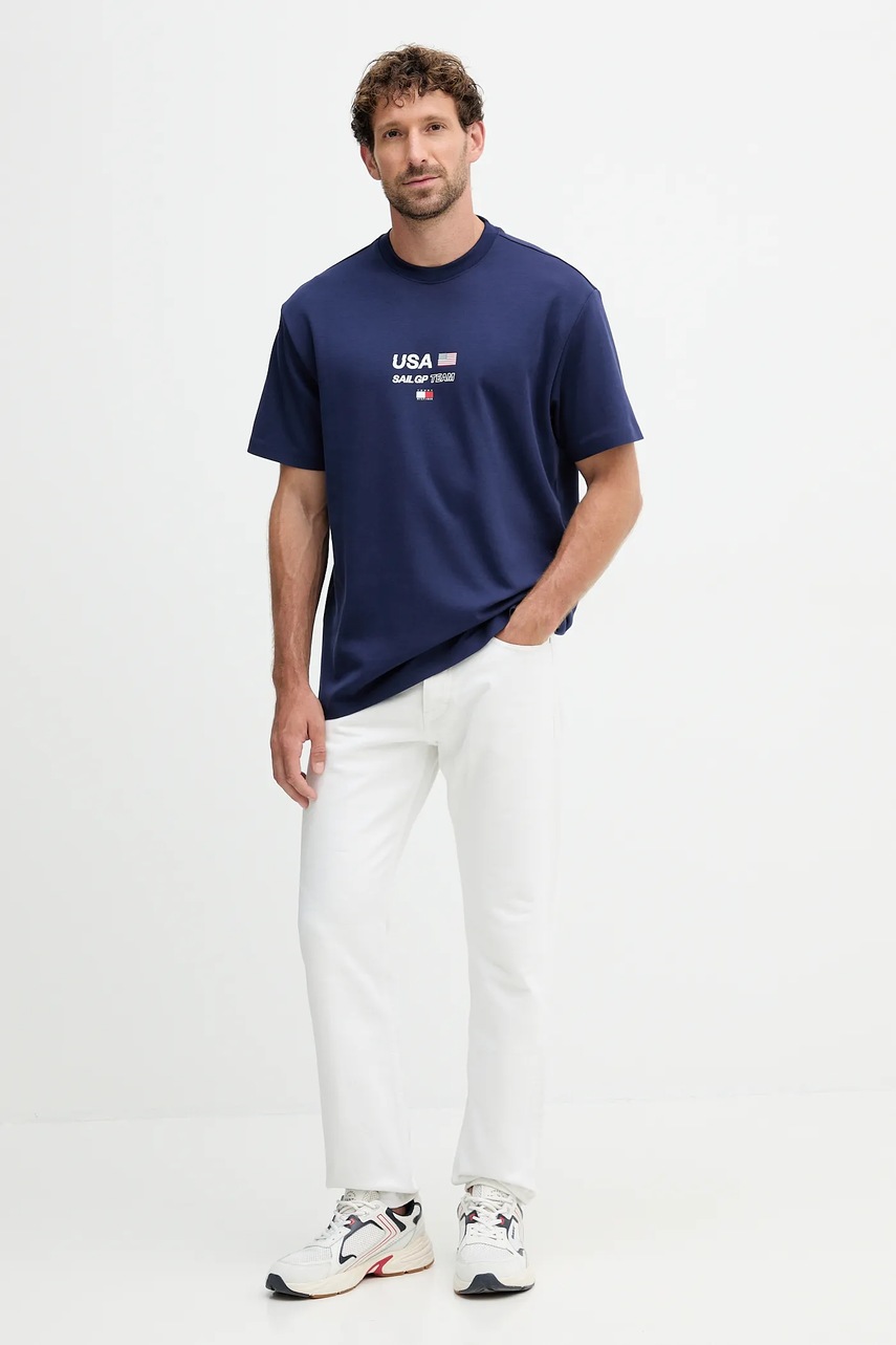 Футболка Tommy Hilfiger x SAIL GP цвет синий с принтом MW0MW41417 Футболка Tommy Hilfiger x SAIL GP цвет синий с принтом MW0MW41417