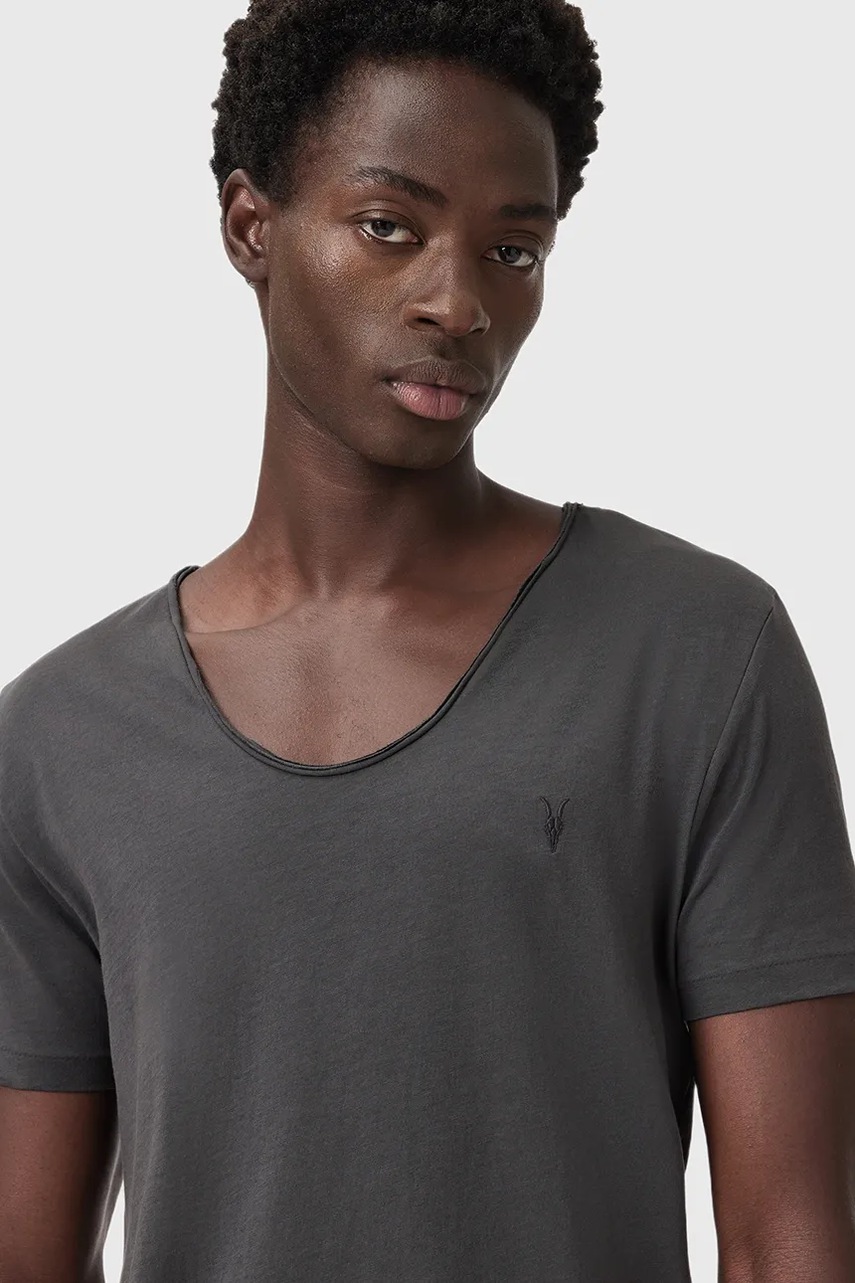 Хлопковая футболка AllSaints TONIC цвет серый однотонная M052JB