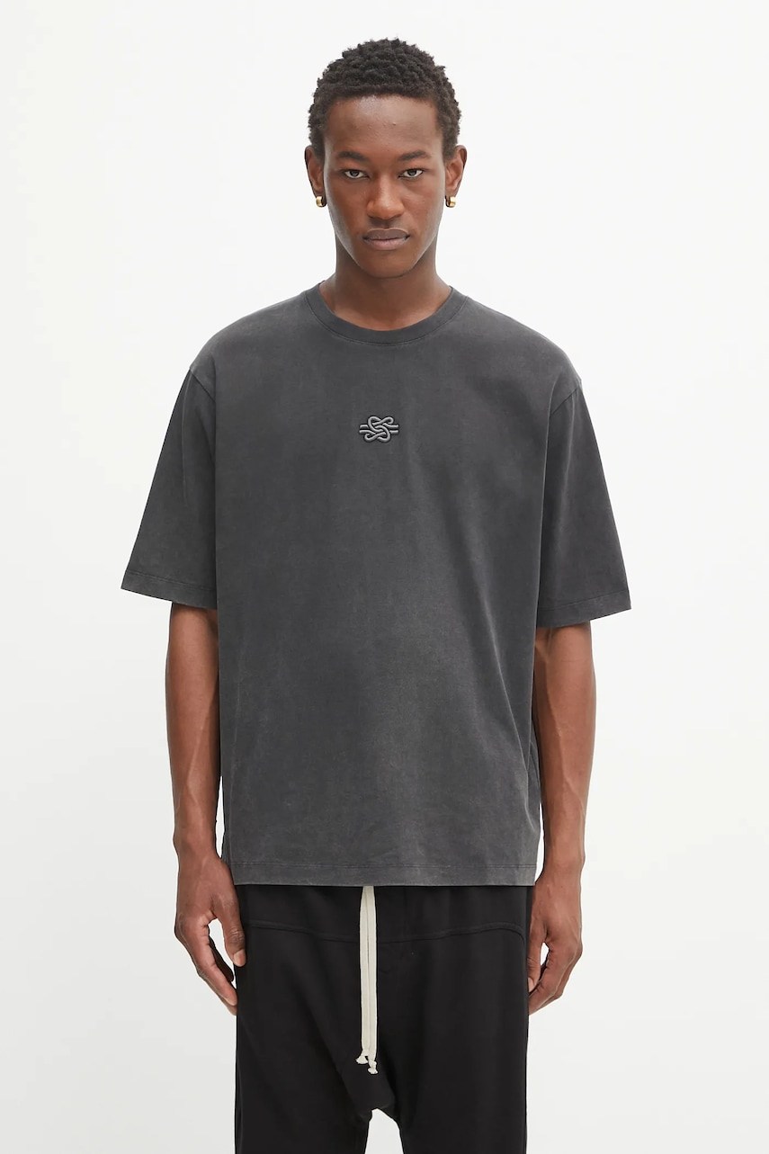 Filling Pieces tricou din bumbac Boxy Embroidered culoarea gri, cu imprimeu, 412520501142