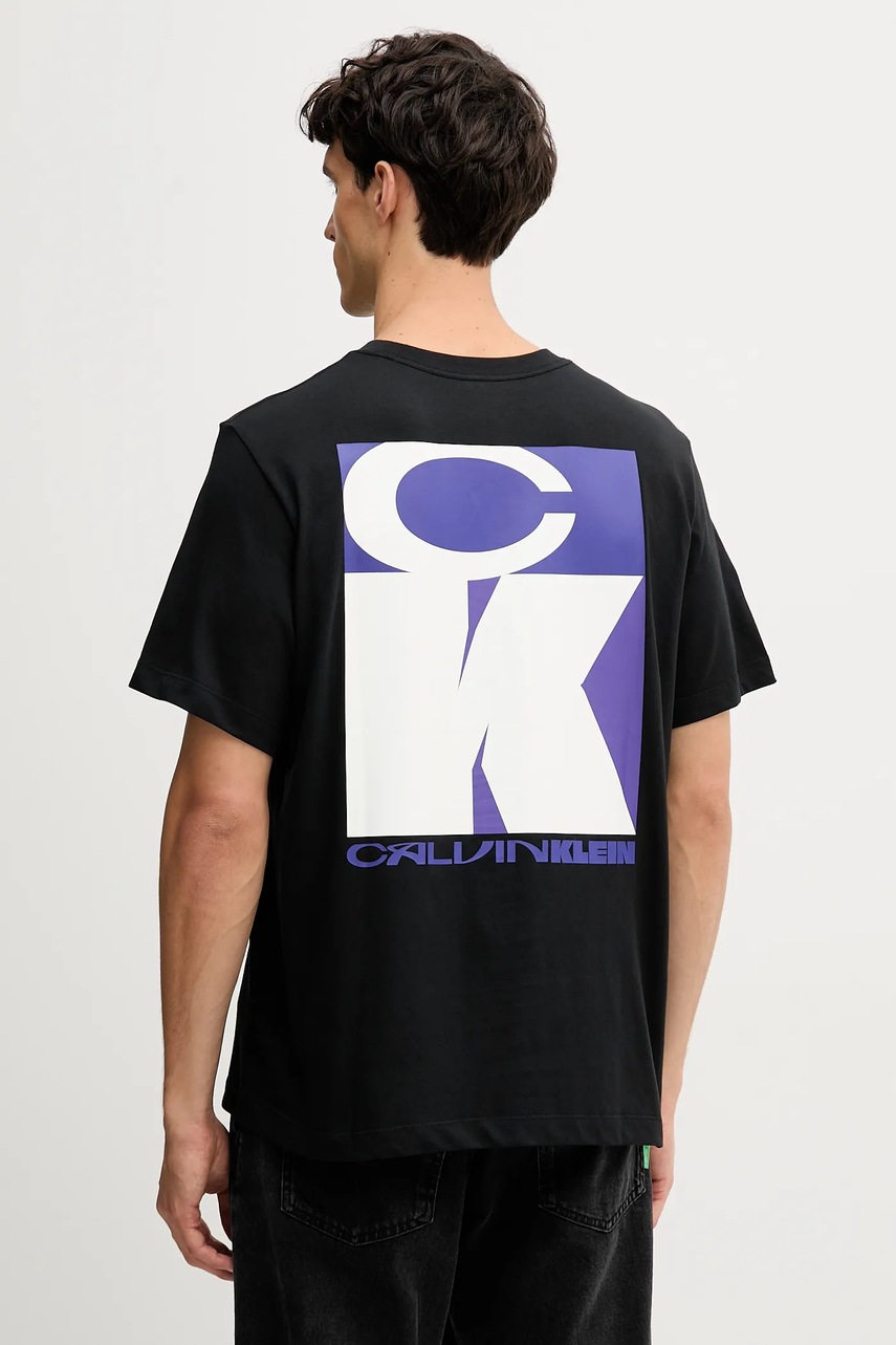 Levně Bavlněné tričko Calvin Klein Jeans pánské, černá barva, s potiskem, LV04RD807G