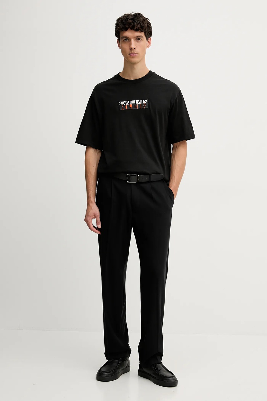 Хлопковая футболка Calvin Klein Jeans цвет чёрный с аппликацией LV04RD808G