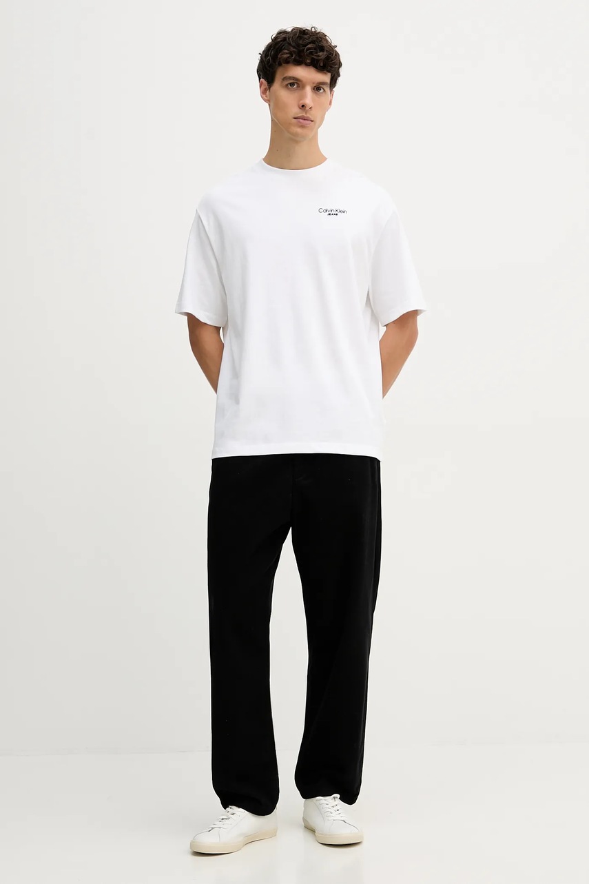 Хлопковая футболка Calvin Klein Jeans цвет белый с принтом LV04RD825G