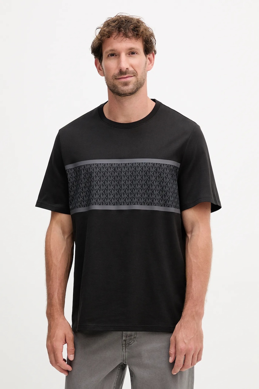 Michael Kors tricou din bumbac culoarea negru, cu imprimeu, CF552Q11V2 Michael Kors tricou din bumbac culoarea negru, cu imprimeu, CF552Q11V2