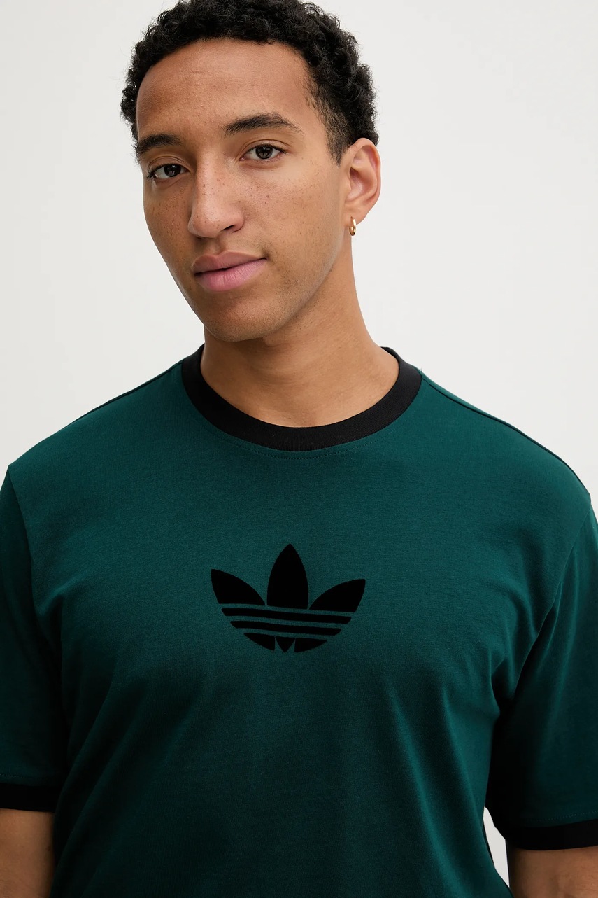 Βαμβακερό μπλουζάκι adidas Originals Adicolor loose 2000s ανδρικό, χρώμα: πράσινο, JX1513 φωτογραφία