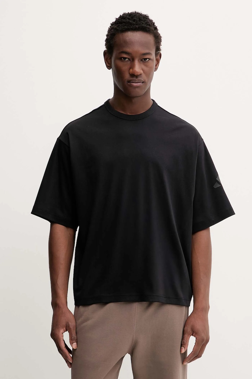Levně Bavlněné tričko adidas Soft Lux pánské, černá barva, s potiskem, KB8092