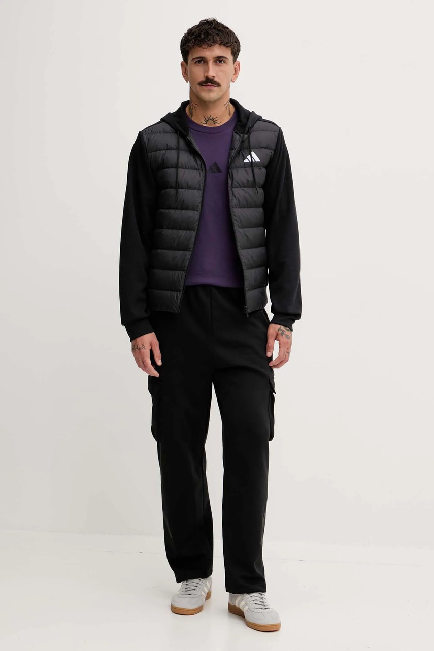 Хлопковая футболка adidas Essentials цвет фиолетовый с аппликацией JW6232