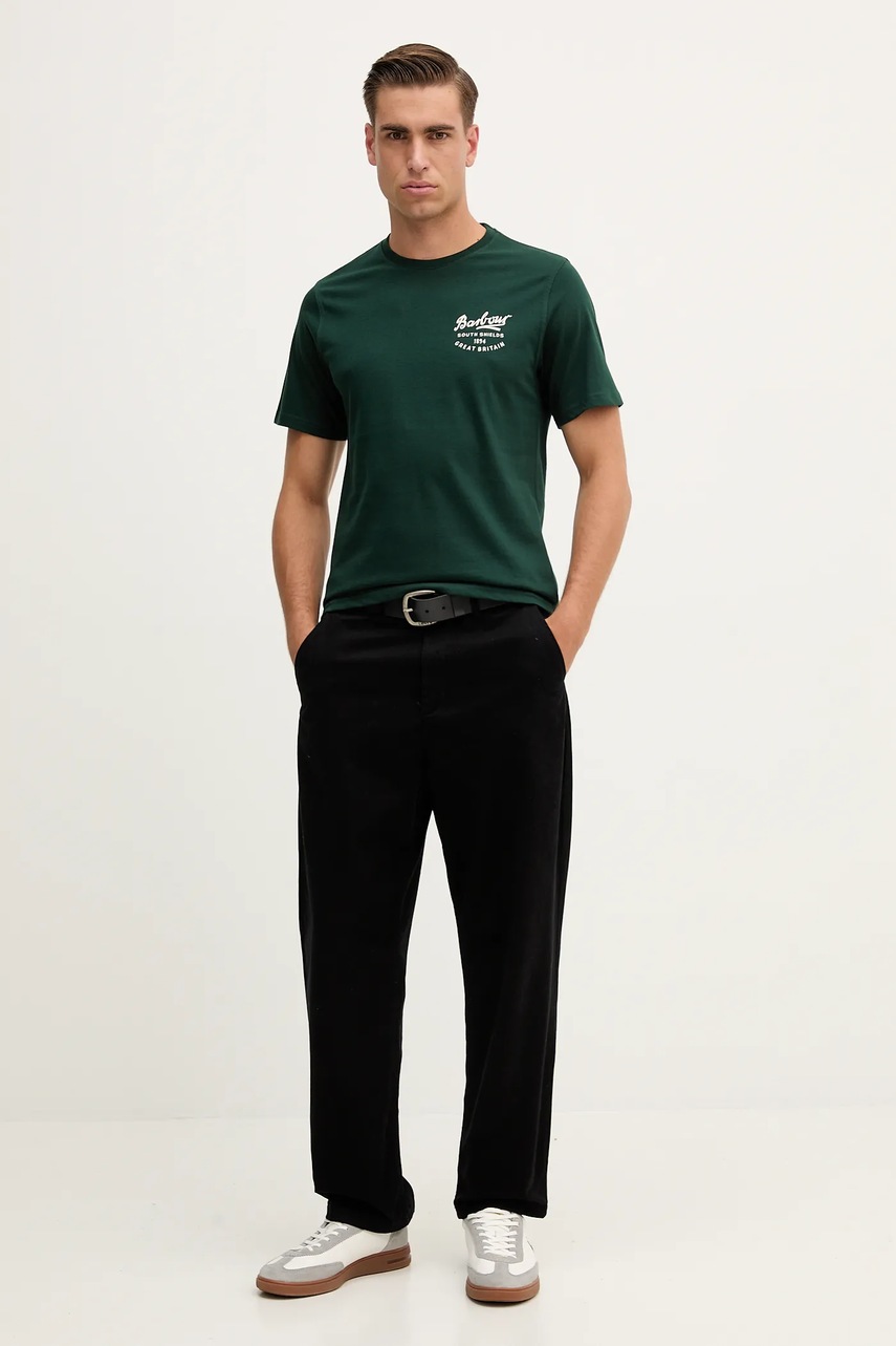 Хлопковая футболка Barbour цвет зелёный с принтом MTS1347