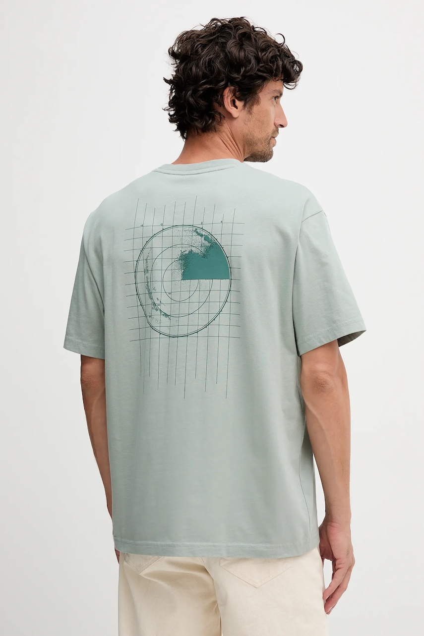 BOSS Orange tricou din bumbac culoarea verde, cu imprimeu, 50551637