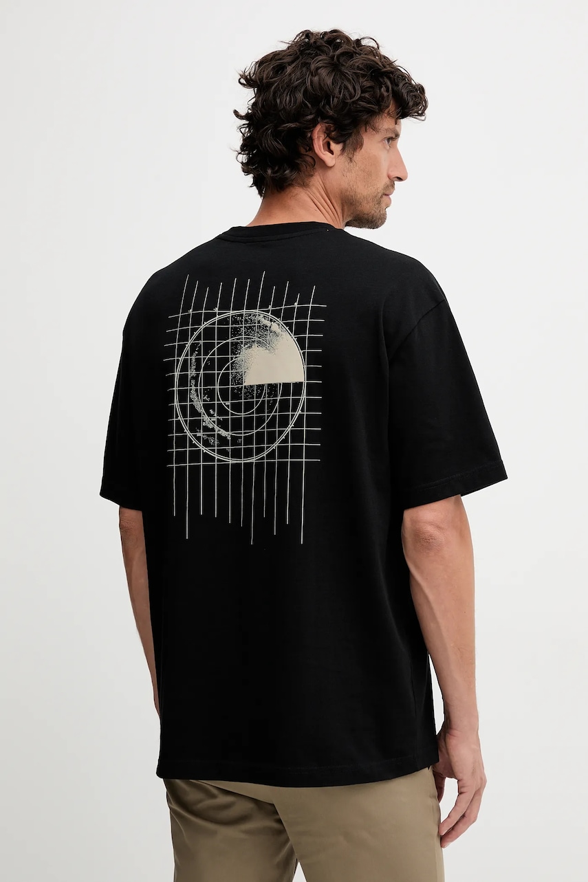 BOSS Orange tricou din bumbac culoarea negru, cu imprimeu, 50551637