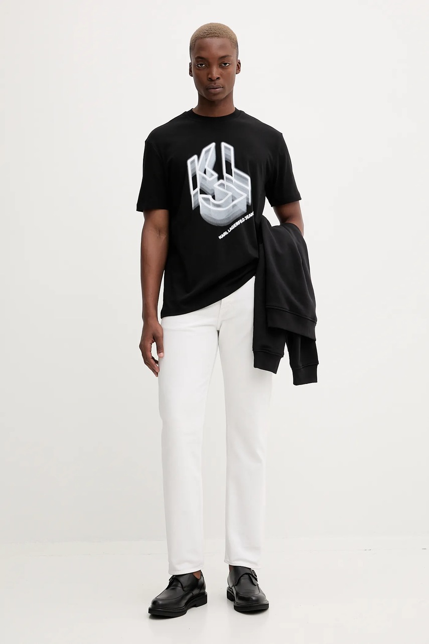Хлопковая футболка Karl Lagerfeld Jeans цвет чёрный с принтом A4M17023