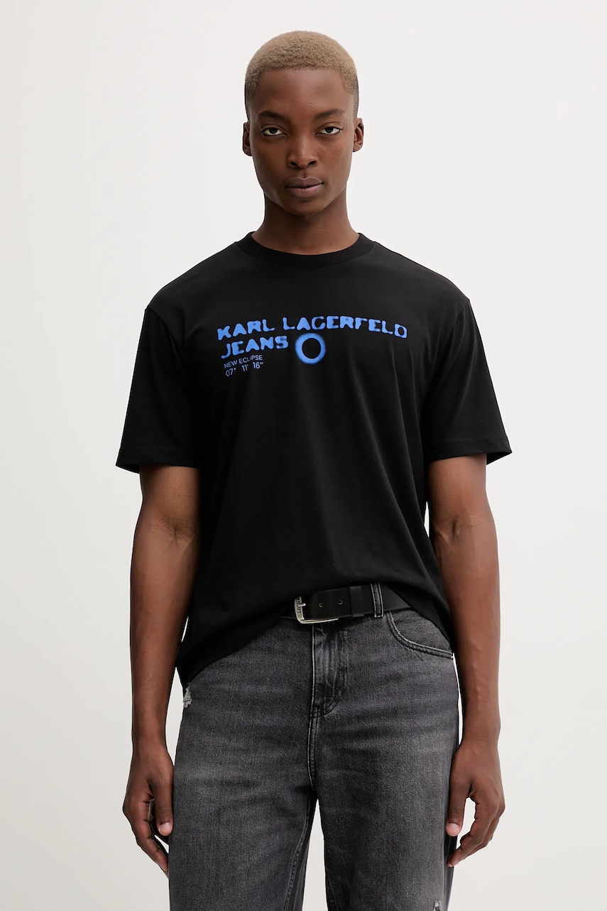 Karl Lagerfeld Jeans tricou culoarea negru, cu imprimeu, A4M17022