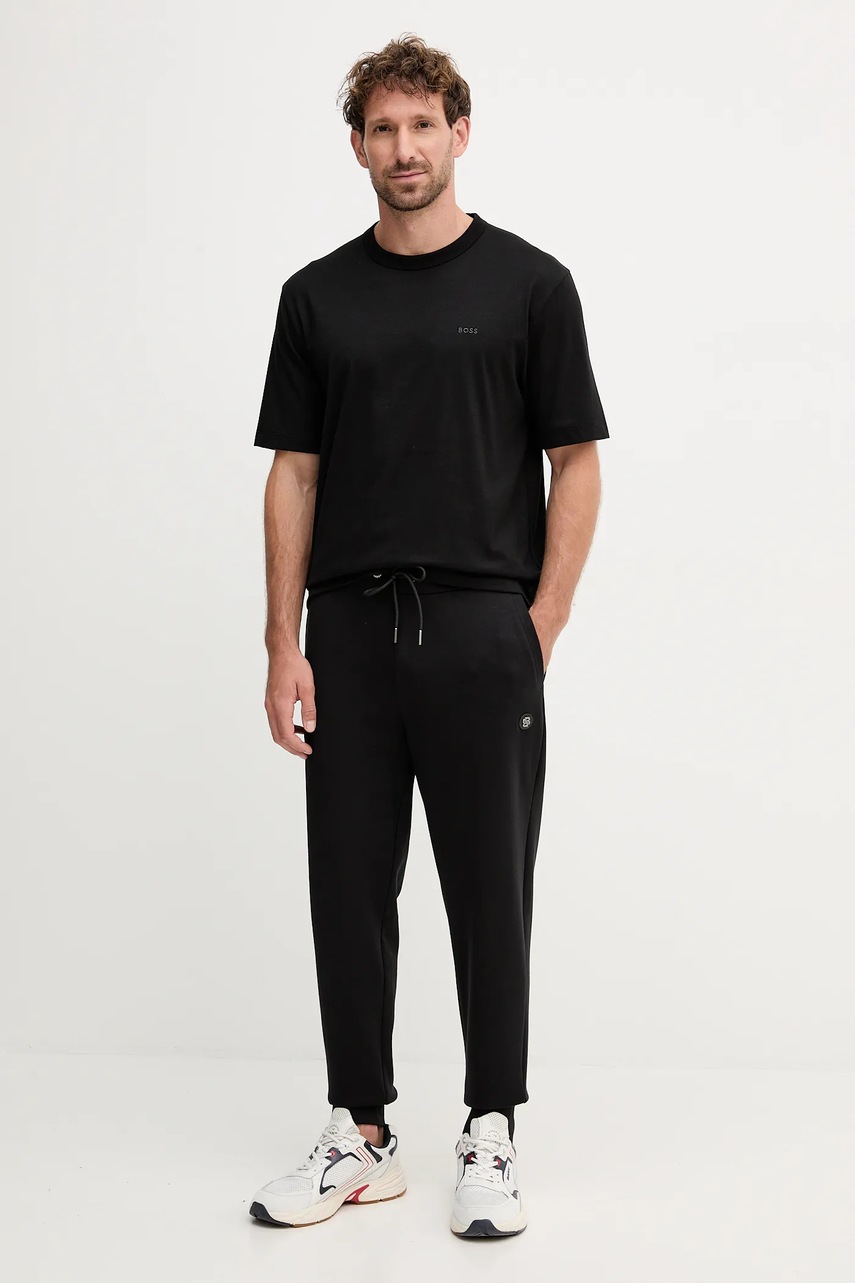 Хлопковая футболка BOSS цвет чёрный меланж 50546404