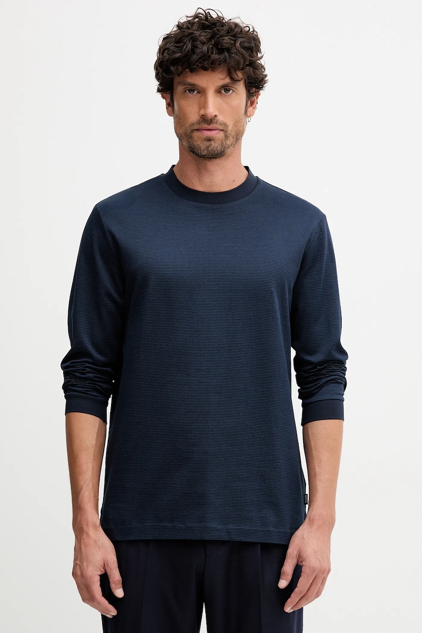 BOSS longsleeve din bumbac culoarea bleumarin, 50549387