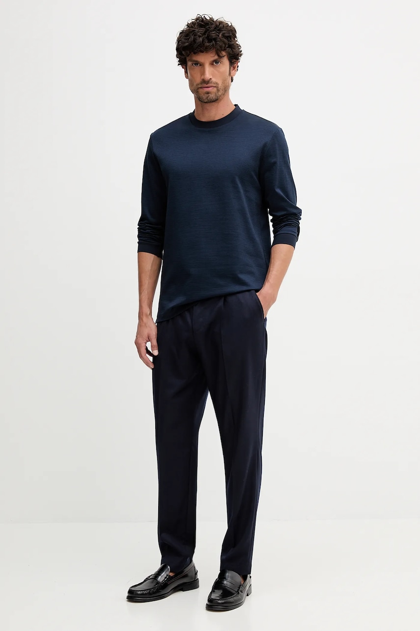 Хлопковый лонгслив BOSS цвет синий 50549387 Хлопковый лонгслив BOSS цвет синий 50549387