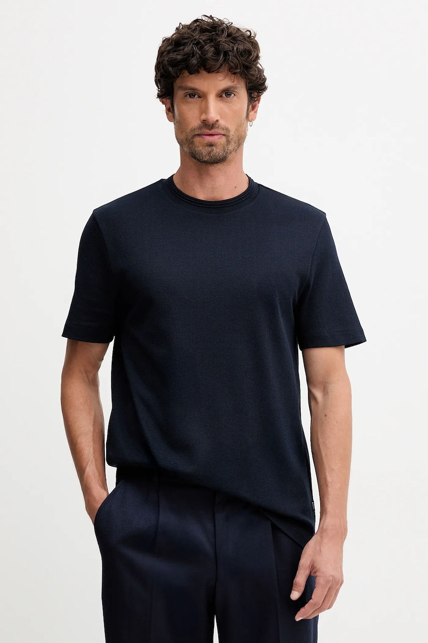 BOSS tricou din bumbac culoarea bleumarin, uni, 50549601
