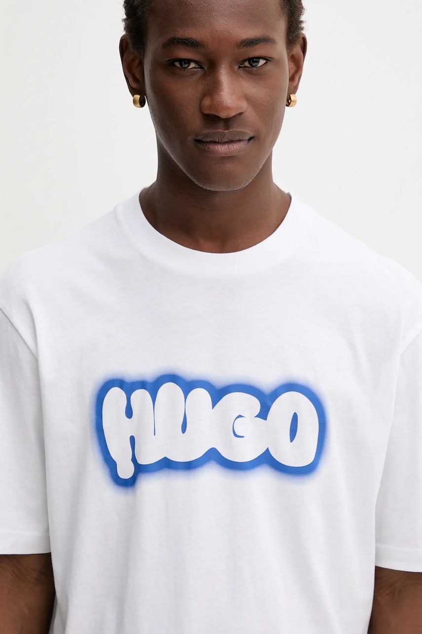 Βαμβακερό μπλουζάκι Hugo Blue ανδρικό, χρώμα: άσπρο, 50549155 φωτογραφία
