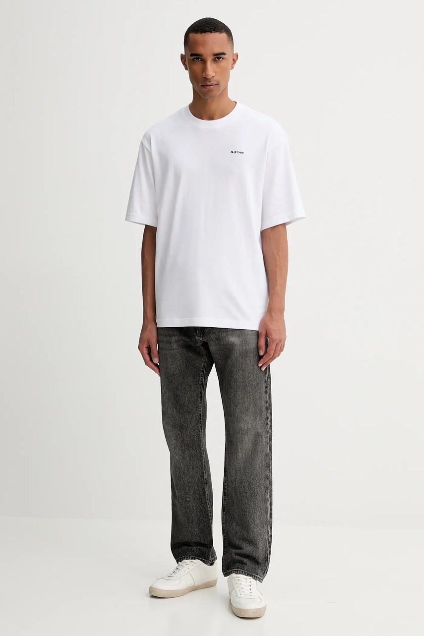 Хлопковая футболка G-Star цвет белый однотонная D26817.D593
