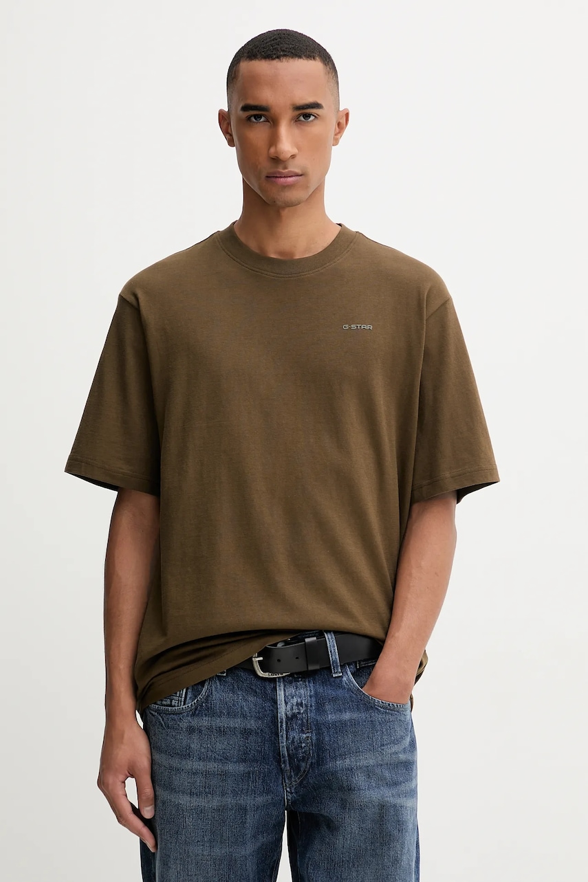 G-Star tricou din bumbac culoarea verde, uni, D26817.D593