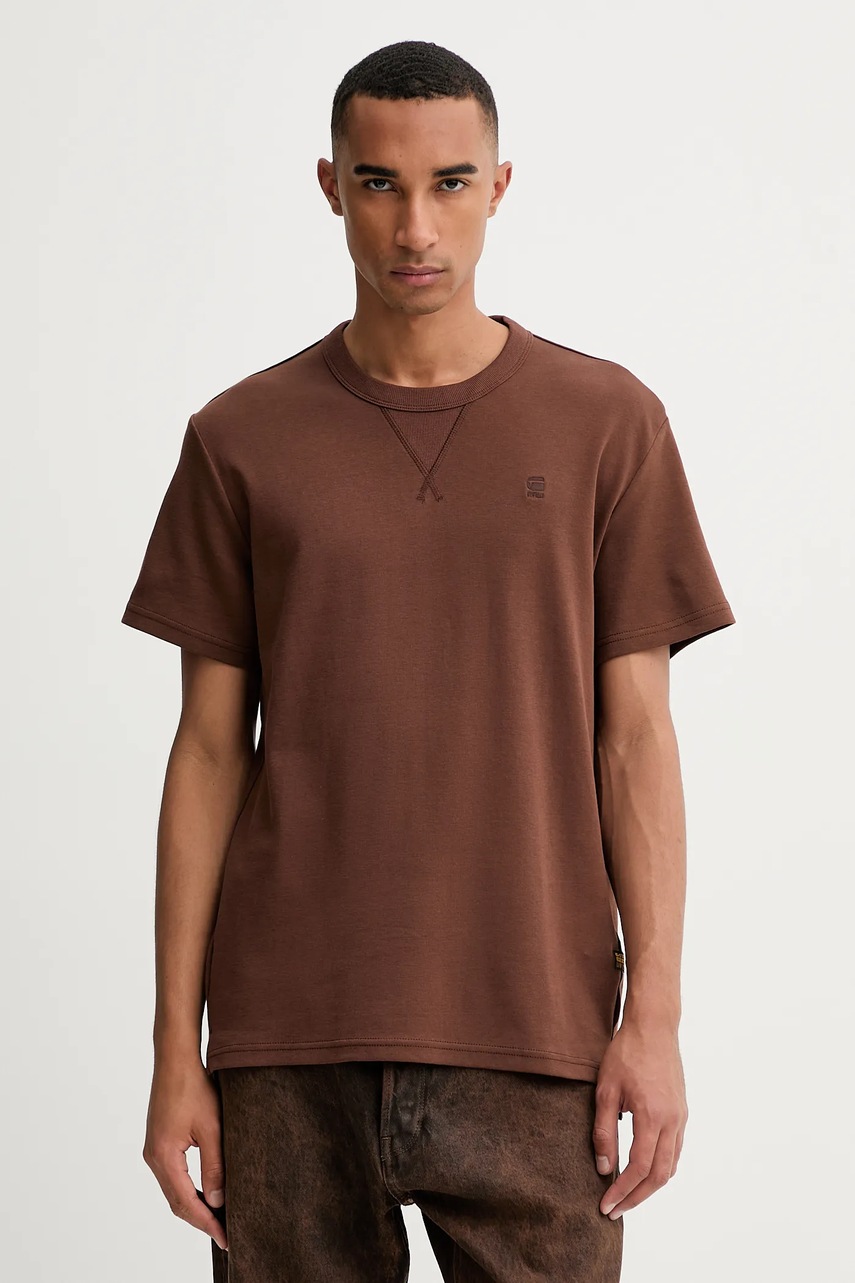 G-Star tricou din bumbac culoarea maro, uni, D24449.D976