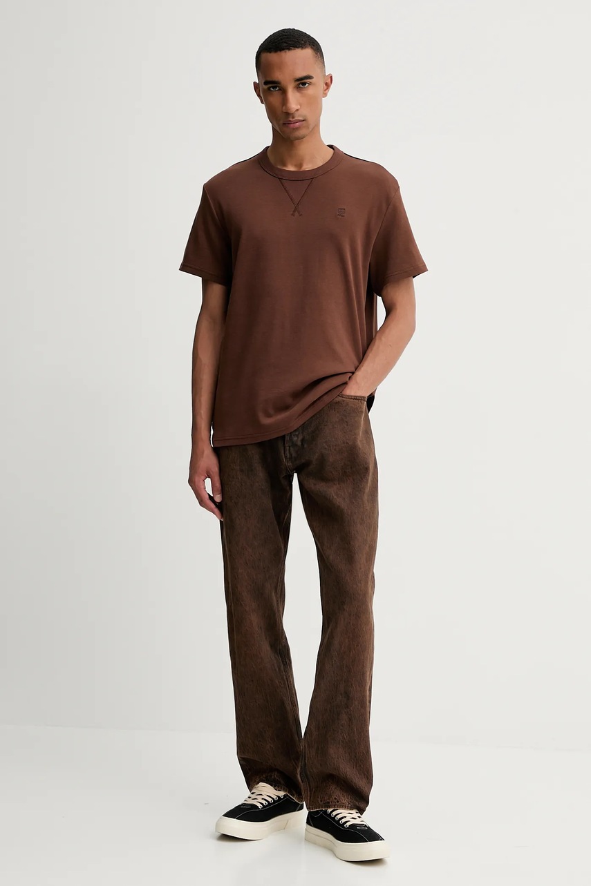 Хлопковая футболка G-Star цвет коричневый однотонная D24449.D976