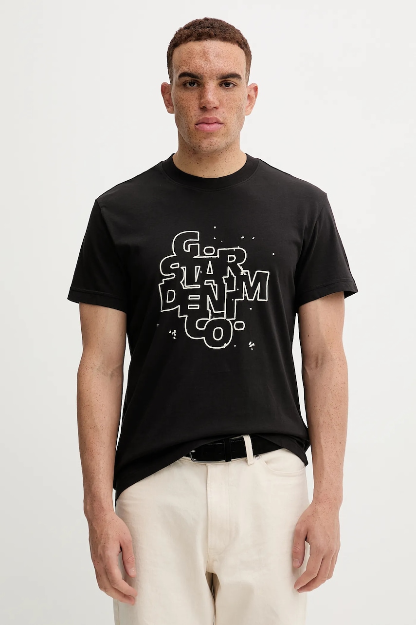 G-Star tricou din bumbac culoarea negru, cu imprimeu, D26824.D975