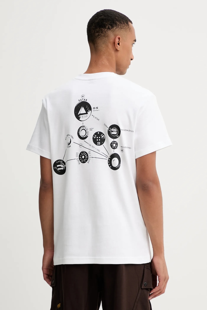 G-Star tricou din bumbac culoarea alb, cu imprimeu, D27721.D976 G-Star tricou din bumbac culoarea alb, cu imprimeu, D27721.D976