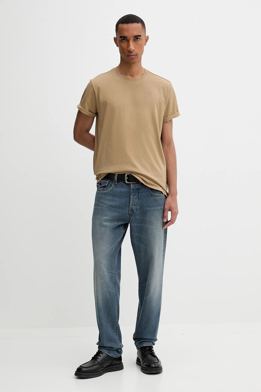 Хлопковая футболка G-Star цвет зелёный однотонная D16396-B353