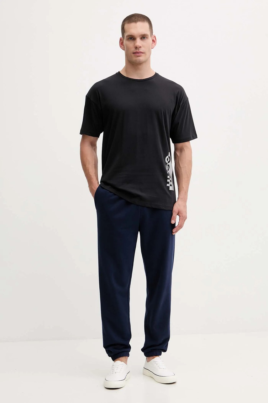 Хлопковая футболка HUGO цвет чёрный с принтом 50549871