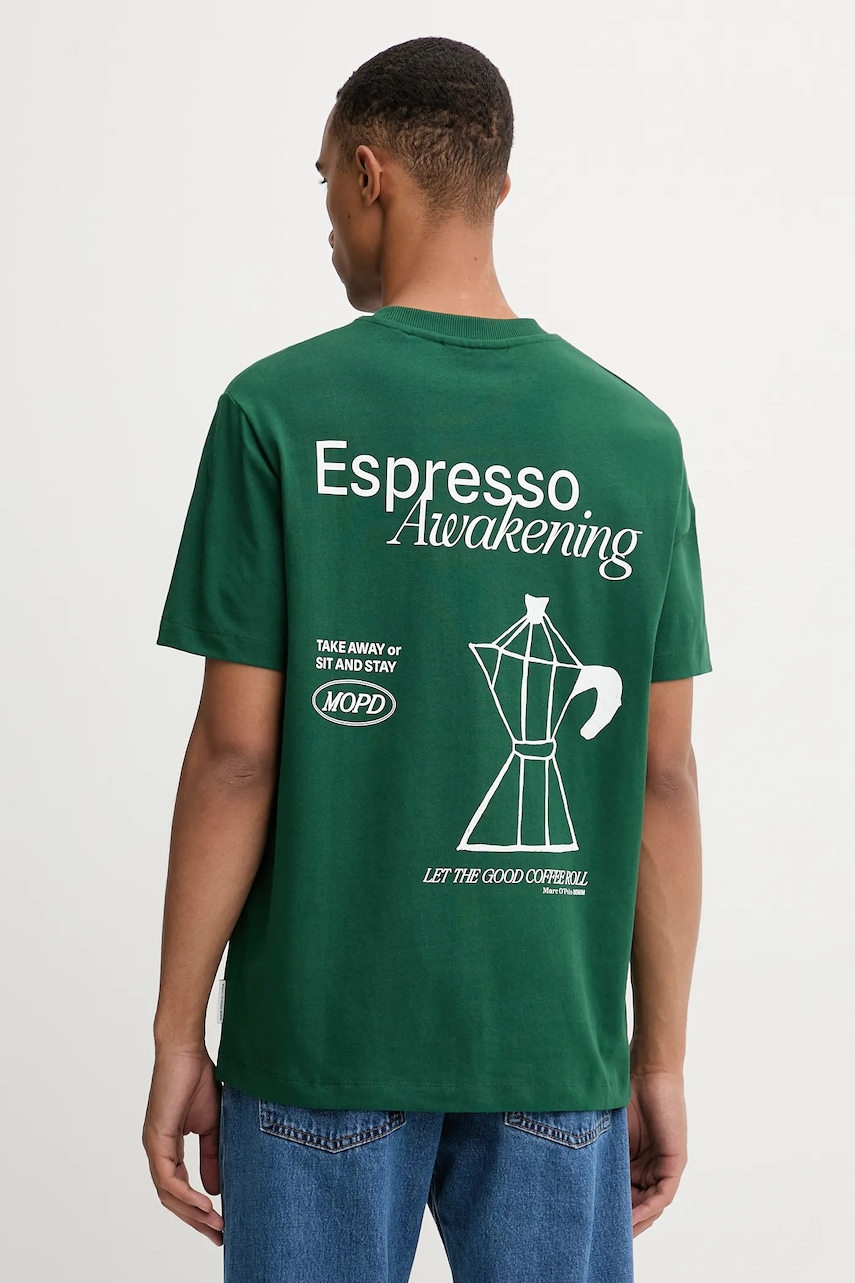 Marc O'Polo tricou din bumbac culoarea verde, cu imprimeu, 5000007619 Marc O'Polo tricou din bumbac culoarea verde, cu imprimeu, 5000007619