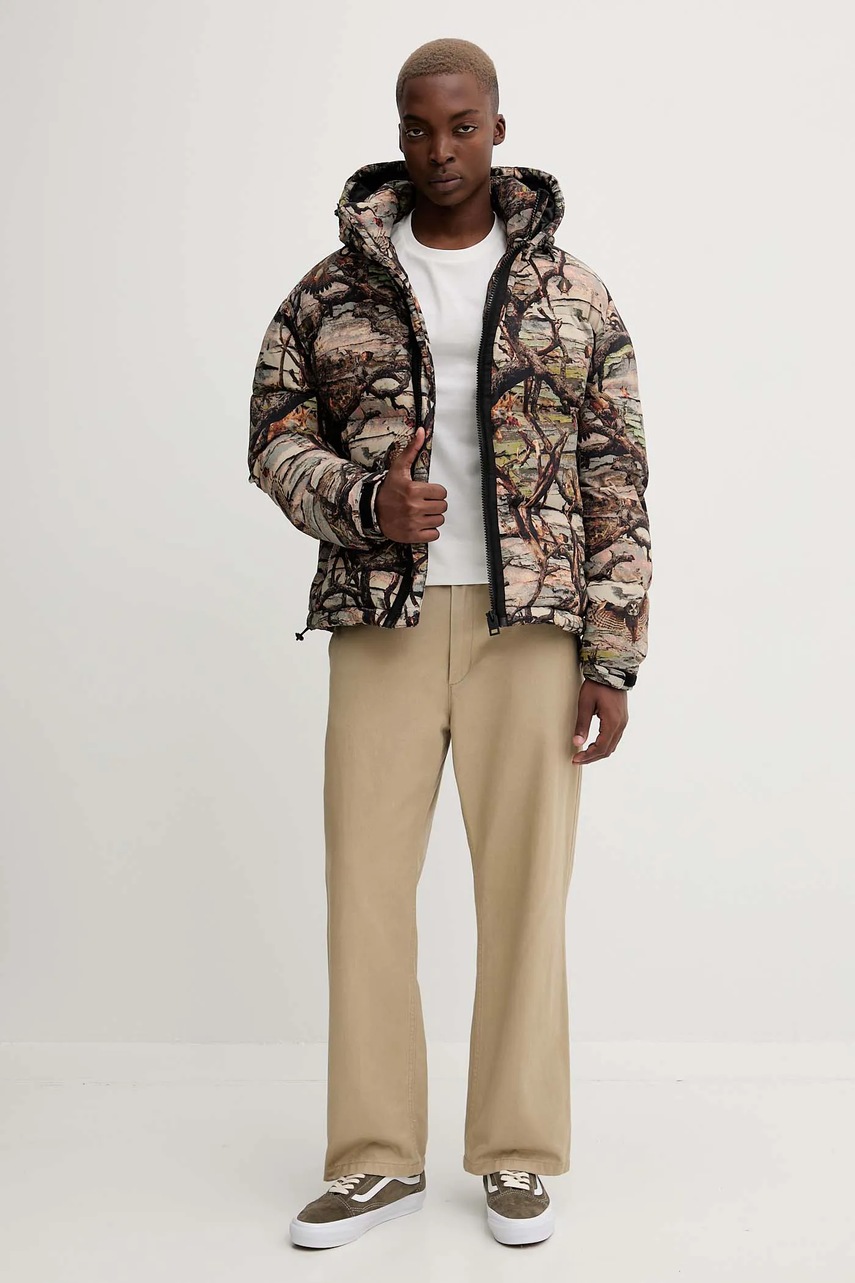 Хлопковая футболка HUGO цвет бежевый однотонная 50542969