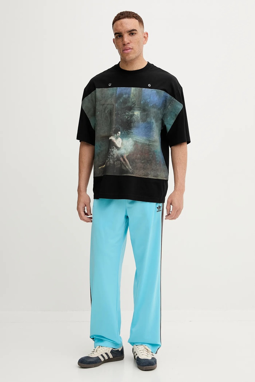 Хлопковая футболка HUGO цвет чёрный с принтом 50546007