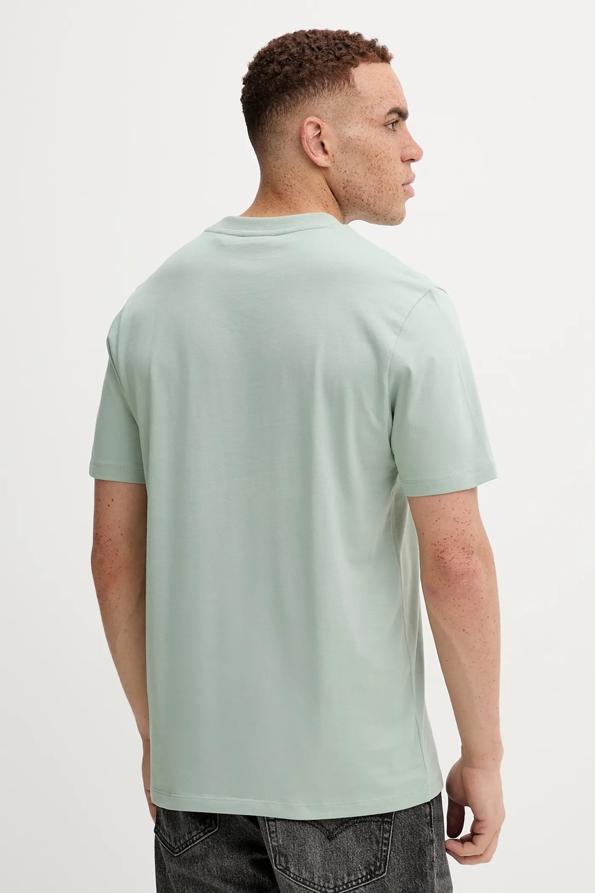 Хлопковая футболка HUGO цвет зелёный с принтом 50546867