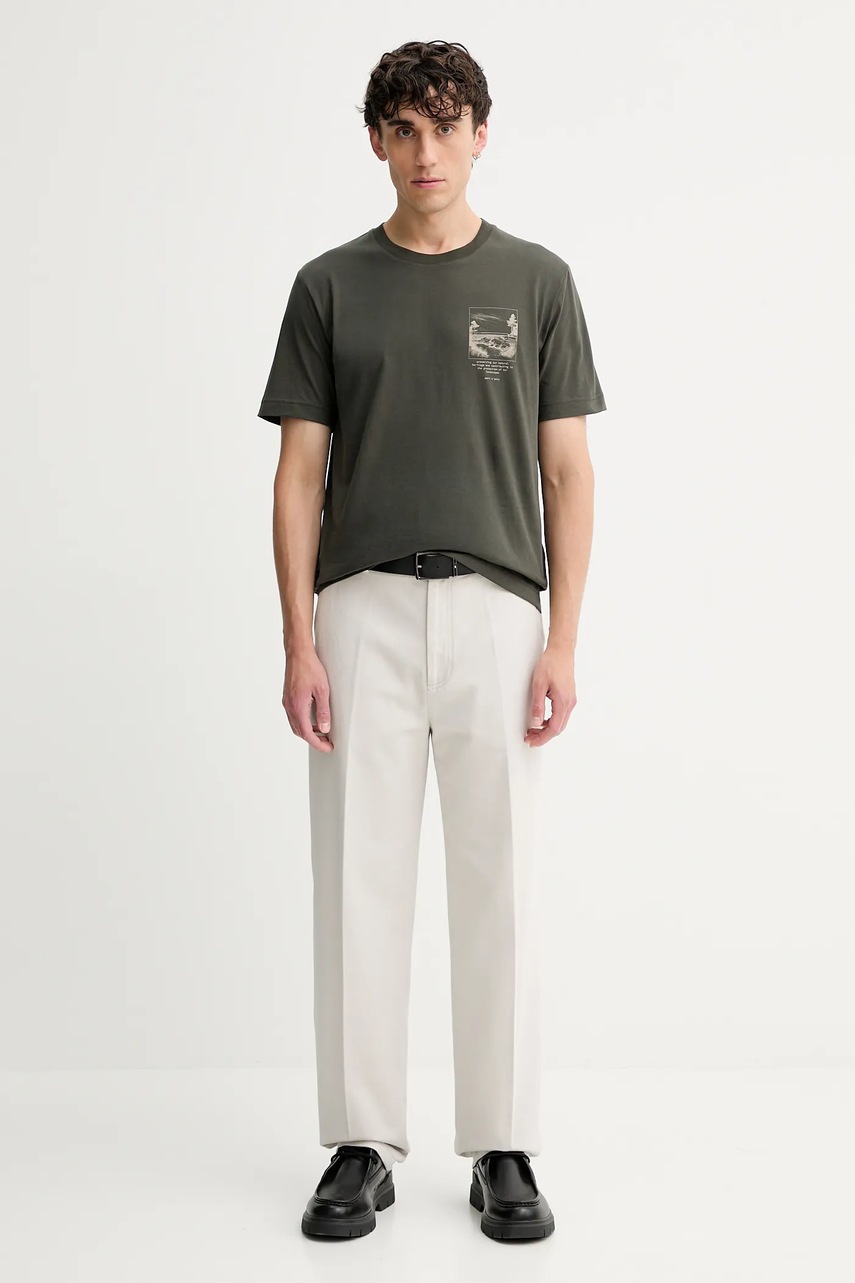 Хлопковая футболка Marc OPolo цвет зелёный с принтом 528201251186