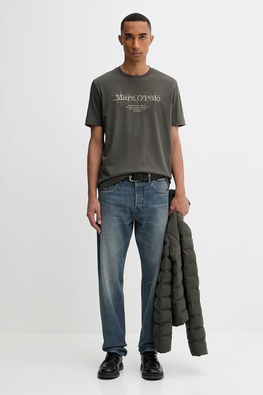Хлопковая футболка Marc OPolo цвет зелёный с принтом 528230551196