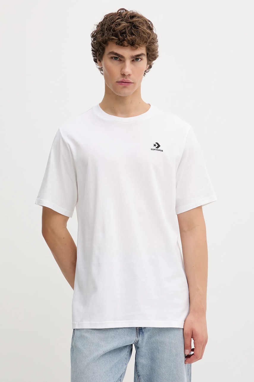 Converse tricou din bumbac culoarea alb, cu imprimeu, CVM5T876